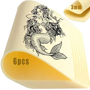 Tattoo Skin Practice Kit, 11.8x 8.3-inch thick blank silicone fake skin with 2-piece tattoo stencils for tattoo beginners and experienced tattoo artists (12x8in-6 pieces and 12 pieces)