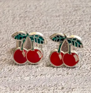 Cherry Sterling Silver Stud Earrings
