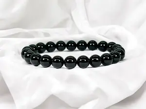 Black Tourmaline Bracelet for Protection and Healing - 8mm Natural Stone Beads crystal bracelet