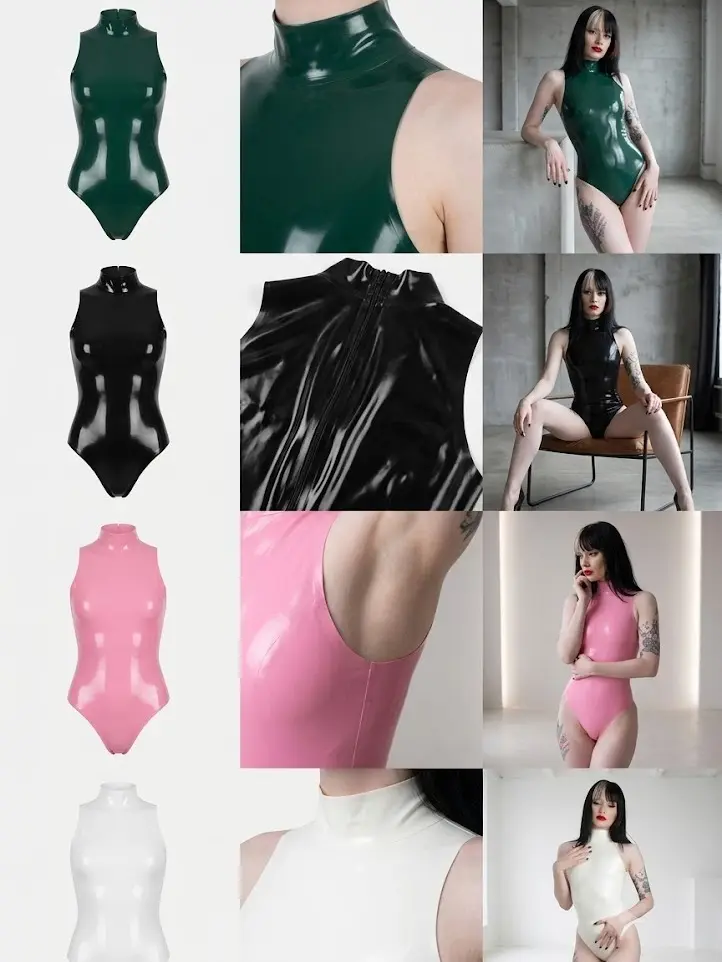 high-Neck Sleeveless Latex Bodysuit