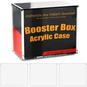 3 Pack PKMN Booster Box Acrylic Case Display Thick 8mm + 5mm Acrylic Booster Box Protector Case with Magnets Stackable Hard Crystal Clear Compatible with PKMN Booster Boxes