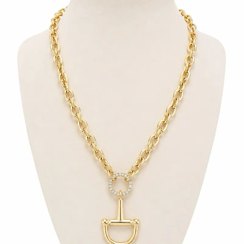 CZ Horsebit Link Necklace Necklace Chain Decorative Necklace