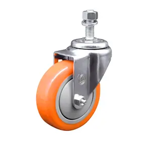 Service Caster Brand Replacement for Colson Caster 2.04254.95 MTG11 - Polyurethane Swivel Threaded Stem Caster with 4" Orange Wheel and 1/2" x 1" Stem - 350 lbs Capacity/Caster