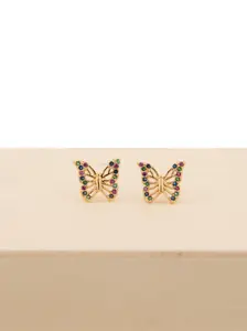 Beautiful Butterfly-Shaped Earrings in Gold-Plated Finish with Colored Stones Elegant Design for Any Occasion Perfect Jewelry Addition gift gift