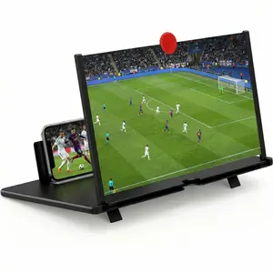 10-inch screen magnifier, 3D HD mobile phone magnifying projector, suitable for football games, movies, videos, and games, foldable phone stand with screen magnifier, supports all smartphones (Black, 10-inch), the perfect gift for father or boyfriend