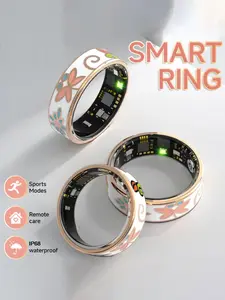 Enamel Ring Smart Fitness Tracker, Step Distance Calorie Counter, Sleep Tracking, Sports Monitor, Rechargeable Battery, Wireless USB Charging, Waterproof Pedometer