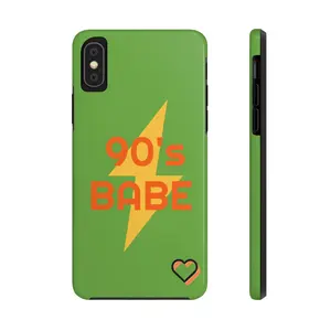 90's Babe Tough Phone Case - Retro Green Phone Cover, Vintage Style, Gift for Her, Cute Phone Protector, 90s Nostalgia Cloth Plastic