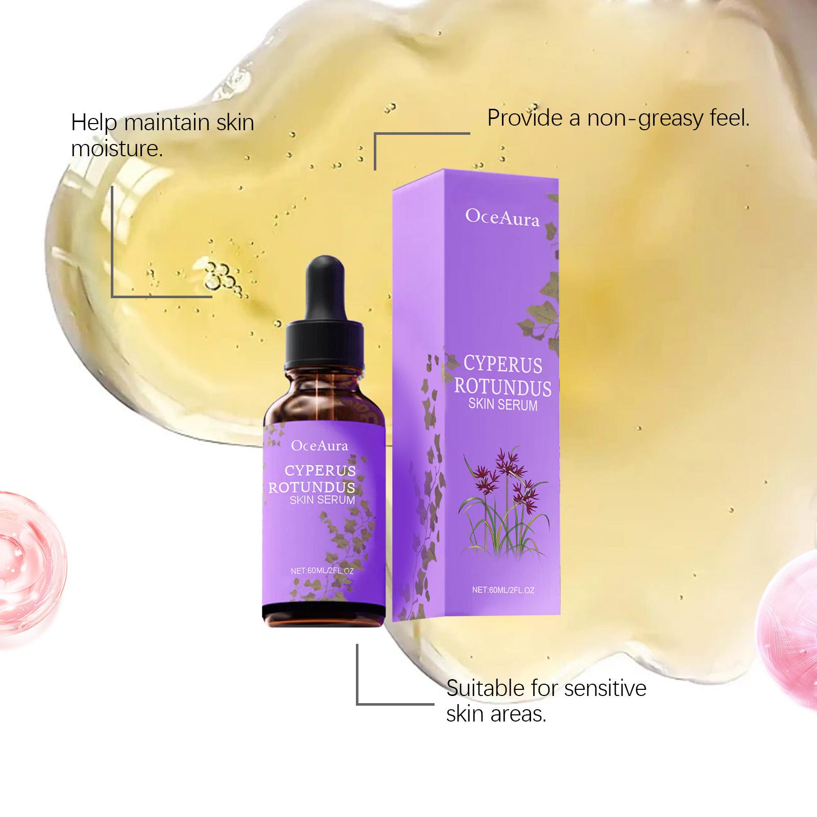 OceAura Cyperus Rotundus Oil Serum - Natural Hair Growth Inhibitor & Strawberry Legs Treatment - Post-Hair Removal Skin Repair Serum with Vitamin E & Olive Oil - Soothing & Hydrating for Sensitive Skin - 2 fl oz