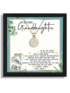 Christmas Birthday Party Anniversary Gift For My Granddaughter | 26 Letters A-Z Initial Necklace (O Chain) | With Heartfelt Message Card & Gift Box | Stylish Minimalist Pendant