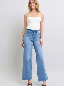 Melanie Judy Blue High Waist Vintage Wash Retro Wide Leg Jean