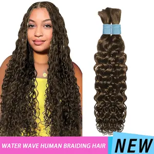 Human Braiding Hair for Boho Braids 2 Bundles 100g Boho Hair for Braiding Water Wave Bulk Boho Hair for Braiding Human Hair for Boho Knotless Braids