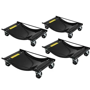 Wheel Dolly Jack Set of 4, 1500LBS Capacity Mechanical Car Wheel Dolly with Steel Twin Rollers, Heavy Duty Rollers with Foot Pedal for Tire Auto Repair Moving