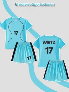 Children's soccer uniform two-piece set name: WIRTZ, number: 17 - breathable and quick-drying youth sports jersey and shorts set, suitable for boys' soccer training, competitions and outdoor sports.