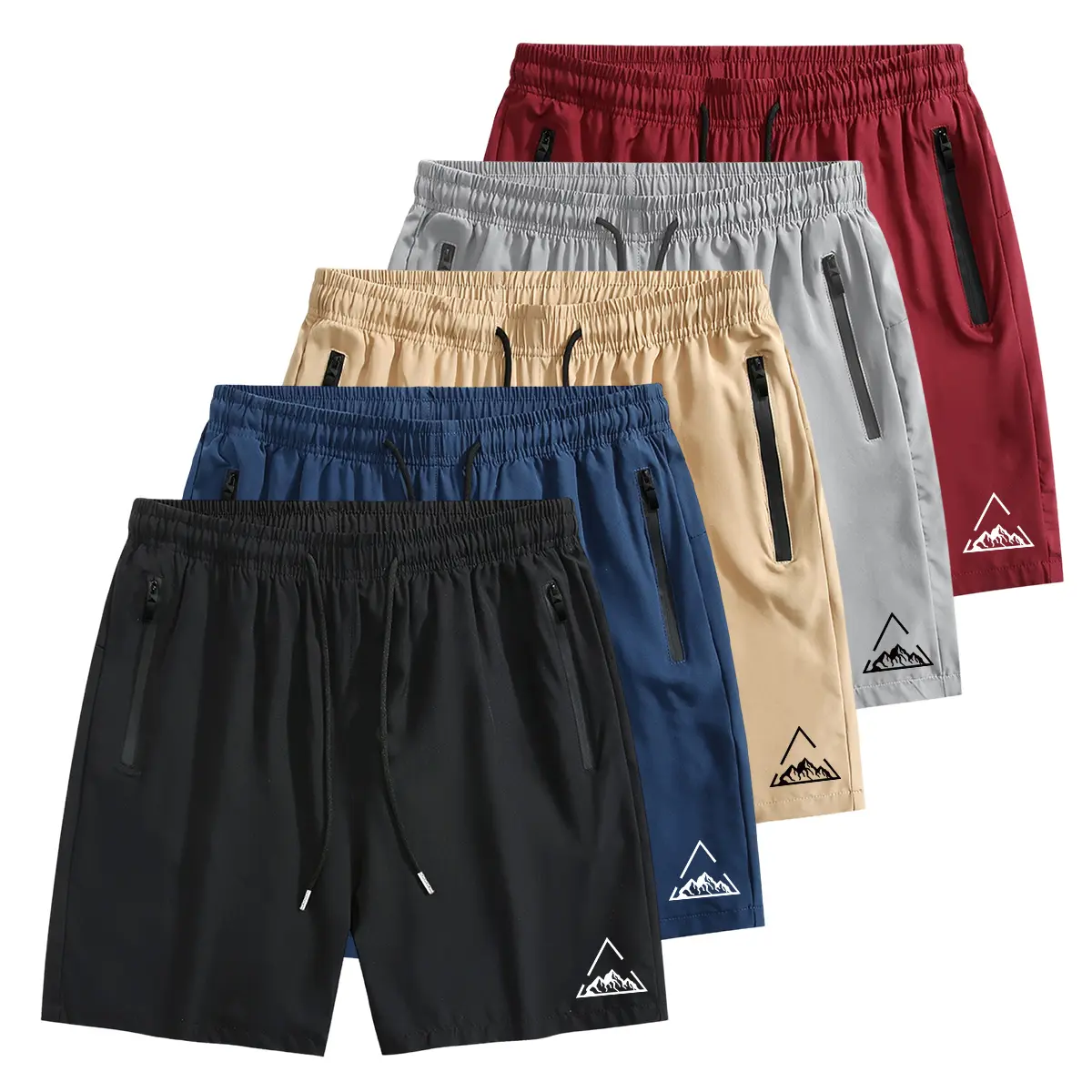 Men's Chic Athleisure Shorts with Mountain Graphic - Soft, Breathable Athletic Bottoms with Drawstring for Home & Post-Hike Recovery, Drawstring Track Shorts, Lightweight Breathable Shorts
