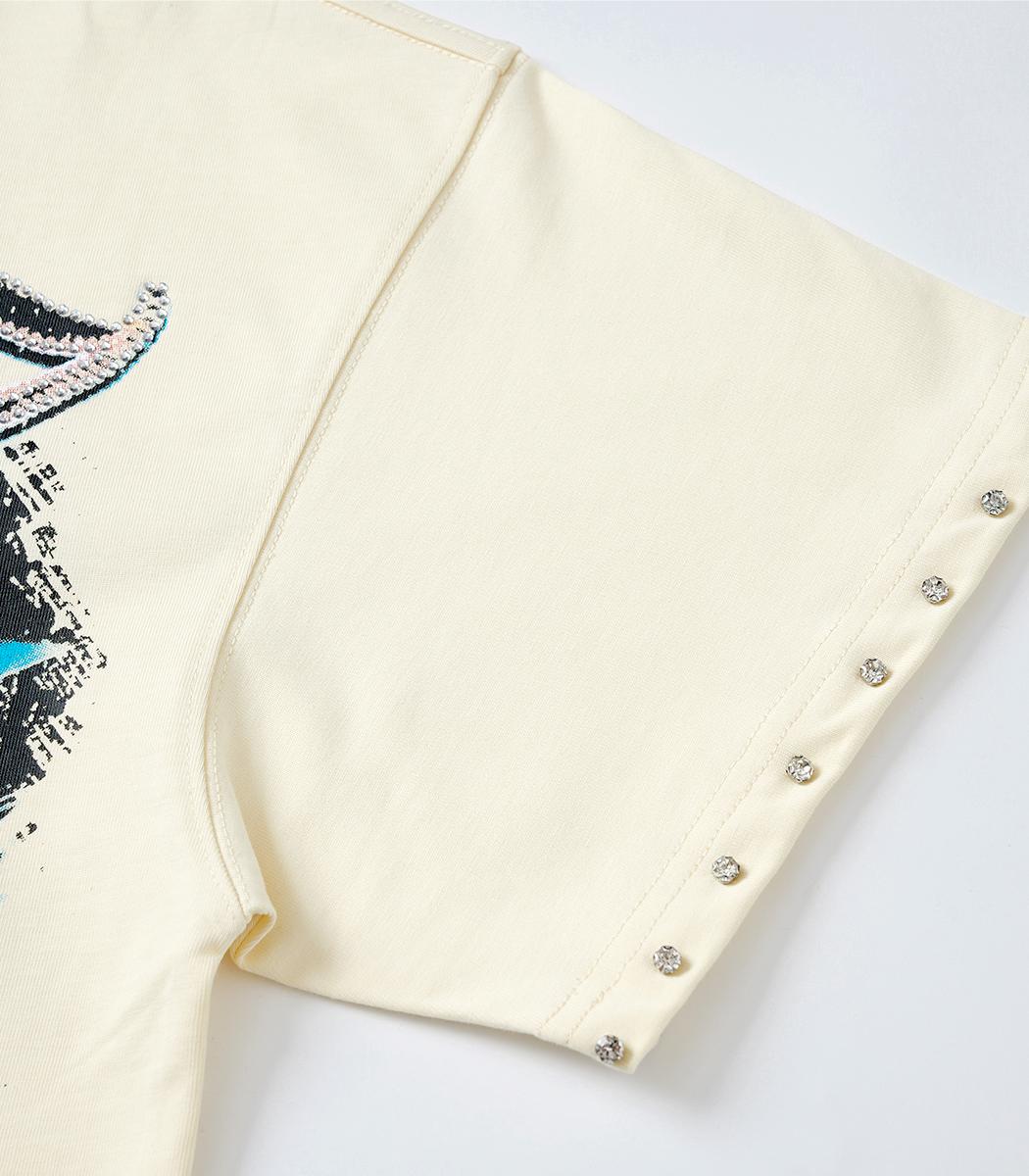 American Rhinestone Studded Skull Baggy Fit Tee | Gothic Y2K 100% Cotton Graphic Men's T-Shirt