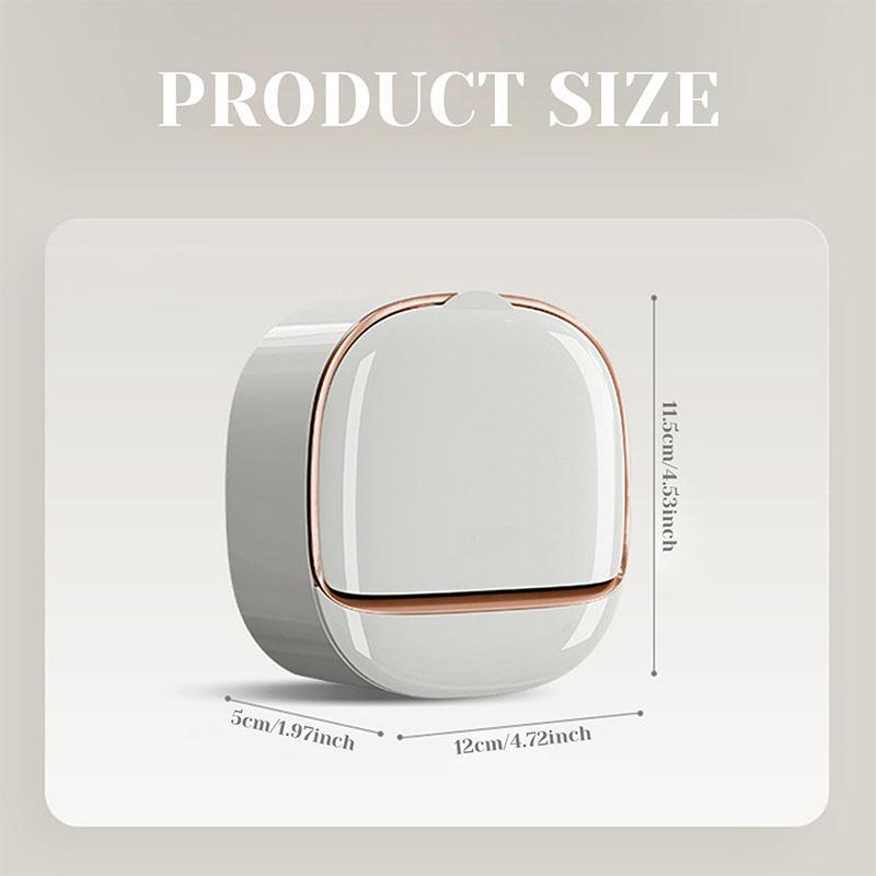 Soap Dish with Drainage Box, Antimicrobial Wall Mounted Soap Holder for Shower, Keep Soap Bars Dry, Waterproof Soap Box with Flip Lid for Shower Bathroom Home Goods White