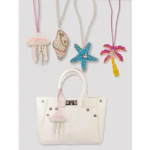 Handmade Shell Pattern Beaded Bag Charm, Sparkly Bag Charm, Bag Pendant, Casual Style Keychain Decoration, All Season Accessory for Bags & Keys