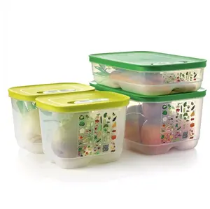 Tupperware FridgeSmart 4 Piece Set with ACE System for Optimal Vegetable Storage Includes 2 Small Deep 1 Medium and 1 Large Container