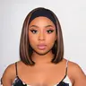 Straight Bob Headband Style Wig for Women, Glueless Wear and Go Synthetic Half Wig, No Lace Shoulder Length, #4/27 with Honey Blonde Highlight