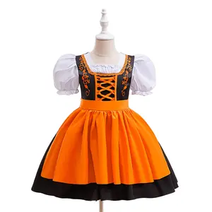 Orange Black Ball Gown 086 Kids Clothes Halloween Dress Children Cosplay Costume Fancy Carnival Pumpkin Witch Vampire Party Holiday Princess Frock 7-12Y