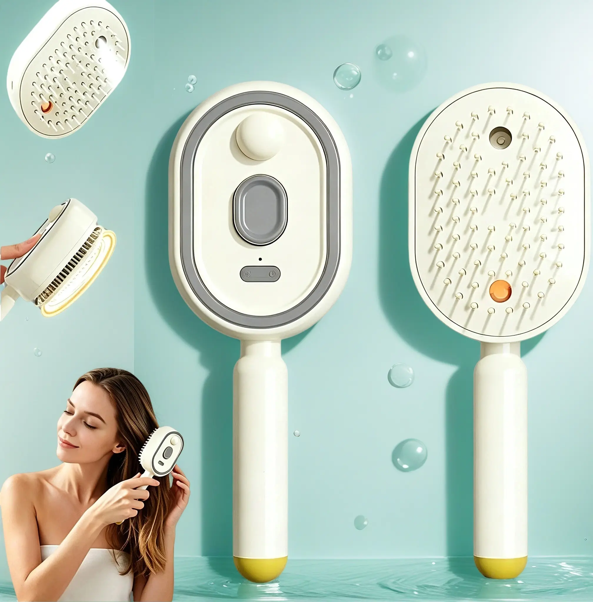 Electric Spray Air Massage Hair Comb - Automatic Cleaning, Anti-Tangling & Knotting, Moisturizing Essential Oil Mist, Anti-Static, Fluffy, Fragrant, Fitness for Everyone