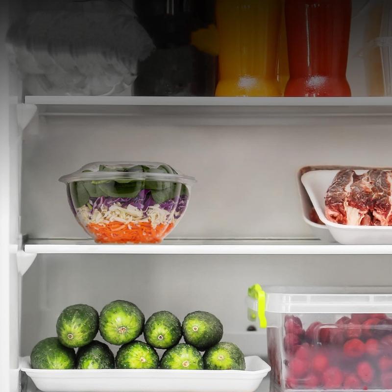 32oz Clear Plastic Salad Bowls with Lids Disposable (50 Pack) Medium Takeout Container with Snap on Lid for Fruit Salads, Quinoa, Lunch and Meal Prep