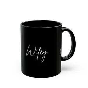 Wife Coffee Mug, Black Wifey Mug, Gift for Wife, Anniversary Present, Cute Couple Mug, Engagement Gift, Wedding Favors