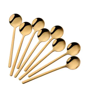Espresso Spoons Set of 8, Cute Small Coffee Spoons, 18/10 Stainless Steel Gold Demitasse Spoons for Tea, Dessert, Appetizer, 5.1-inch