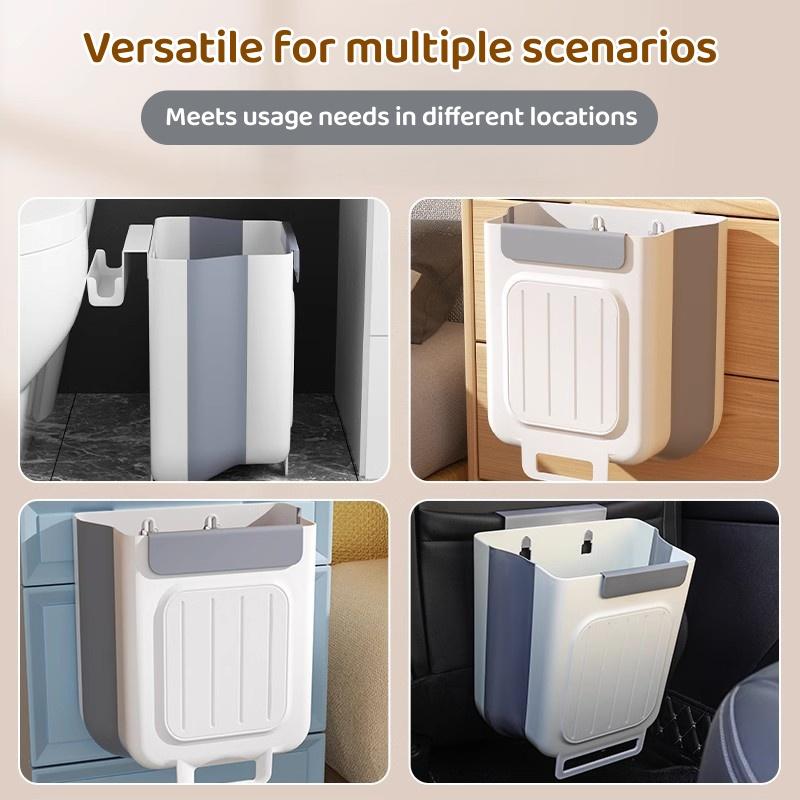 Foldable Kitchen Trash Can, Space-saving Kitchen Accessory for Home touchless trash Duty Garbage Can Touchless Slim Trash Can commercial Set,Collapsible Garbage Bin for RV, Bathroom & Car - Space Saving Waste Bin