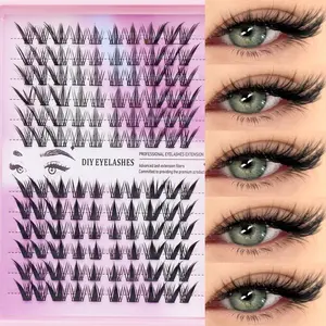 120 Cluster Individual False Eyelashes, DIY Eyelash Extensions, Mixed Fox Eye Cartoon Lashes, Long Capacity Cone Thick Segmented Single Cluster Extension
