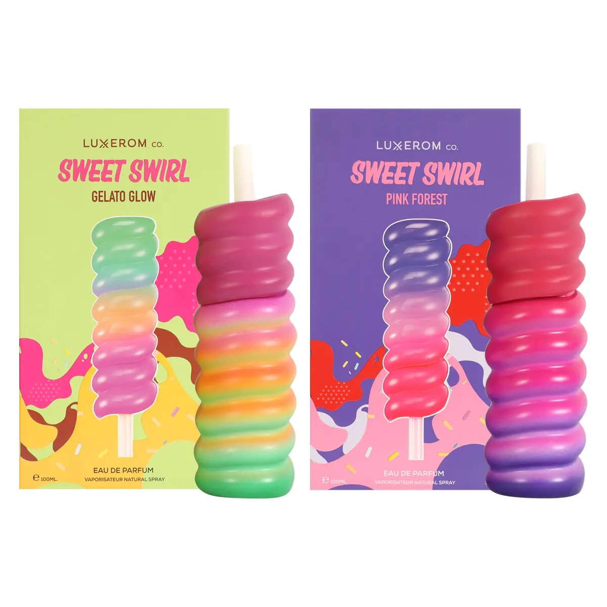 Bundle of Luxerom co. Sweet Swirl Gelato Glow and Sweet Swirl Pink Forest Eau De Parfum Natural Spray for Women 100Ml