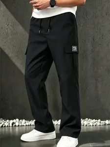 Flowy cargo wide-leg pants for men  conceals bulges, slimming effect, not leg-type dependent; summer straight-leg casual long pants