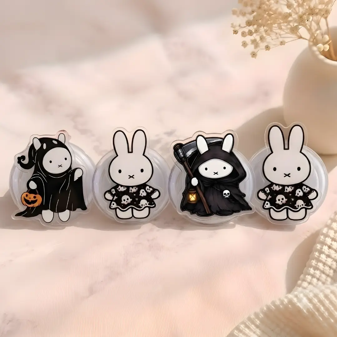 Miffy Halloween Cosplay Magnetic Phone Grip  Spooky Ghost & Scream Design MagSafe Phone Holder & E-Reader Stand