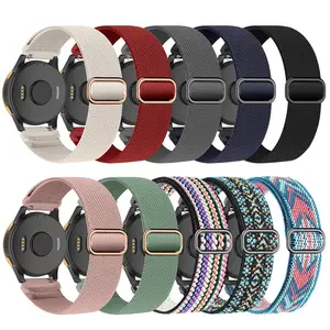 Compatible with Garmin Vivoactive 5 Band 20mm, Vivoactive 6/3, 10 Pack Nylon Watch Bands for Garmin Forerunner 165/55/245/Venu/Venu Sq/Venu 2 Plus Soft Stretchy Replacement Strap for Women Men