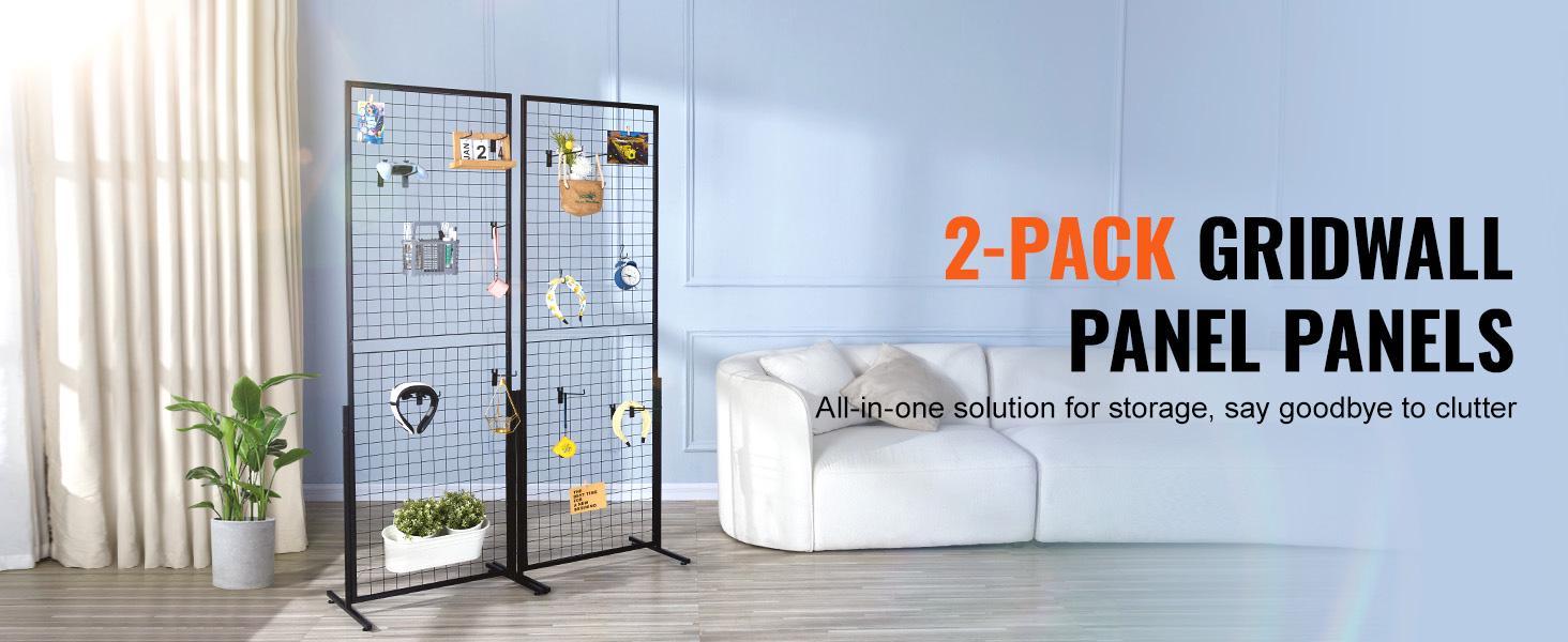 SucceBuy Grid Wall Panels Tower Wire Gridwall Display Racks Double Side Gridwall Panels for Art Craft Shows Retail Shop w/ Hooks