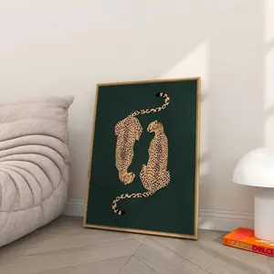 Lion & Tiger Pattern Unframed Painting, Leopard Print Design 2D Flat Wall Art, Wall Art for Home Bedroom Dorm Bathroom Decor, Perfect Gift for Graduations, Ornaments