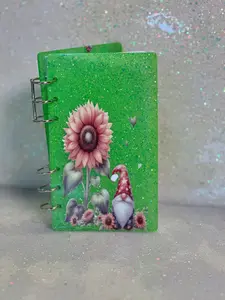 Green Gnome & Sunflower Epoxy Notebook