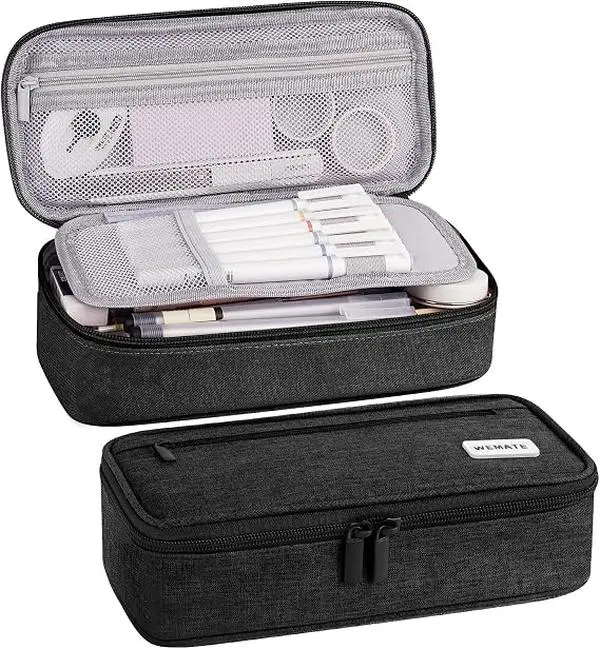 WEMATE Pencil Case, Large Storage Organizer, Makeup Bag, Teacher Must - have, Big Pencil Pouch, Marker Case for College
