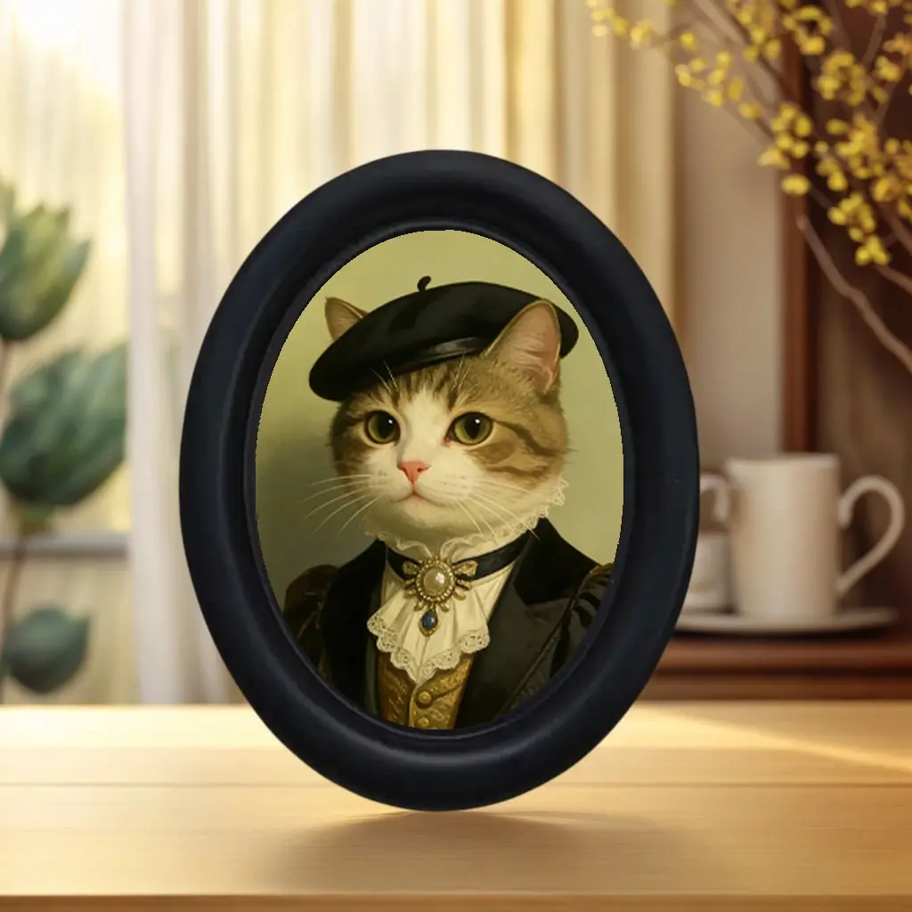 Vintage Art Style Gentleman Cat Beret Hat Decorative Home Item, Perfect for Halloween Christmas Thanksgiving Wall Decoration, Home Ornament, Holiday Decor, Festive Decorations, Decorative Ornaments