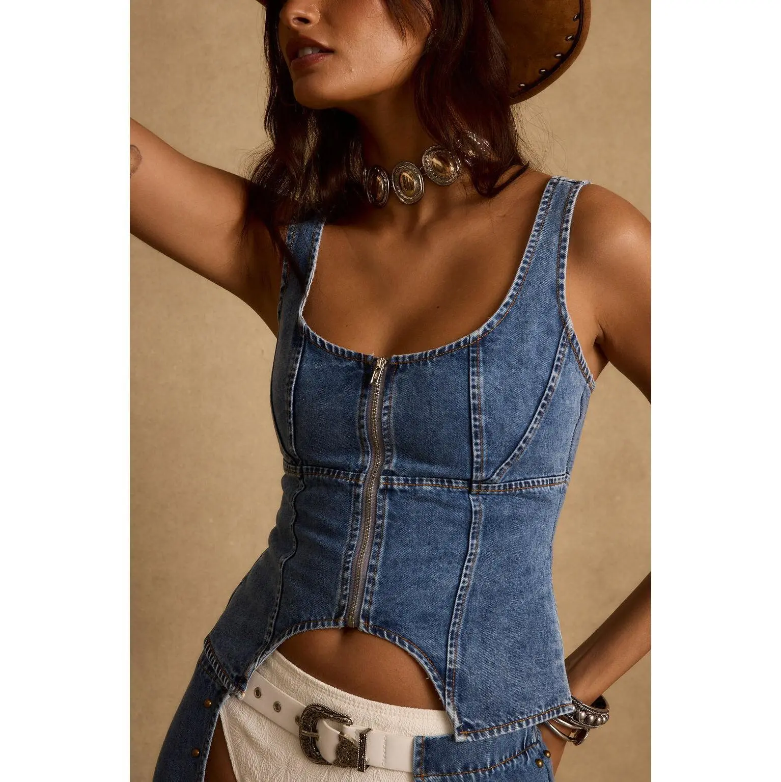 Sabine Denim Corset Top
