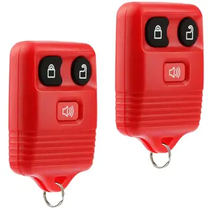 New Upgrade Key Fob Replacement for 2002 2003 2004 2005 2006 2007 2008 2009 2010 2011 2012 2013 2014 2015 2016 Ford F150 Explorer Ranger Mustang Lincoln Mazda Mercury Remote, 3-Button Red 2-Pack