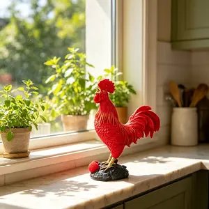 Rooster Resin Ornament, Hand-Painted Details, Waterproof Durable Material, Home Decor, Office Decoration, Feng Shui Lucky Gift