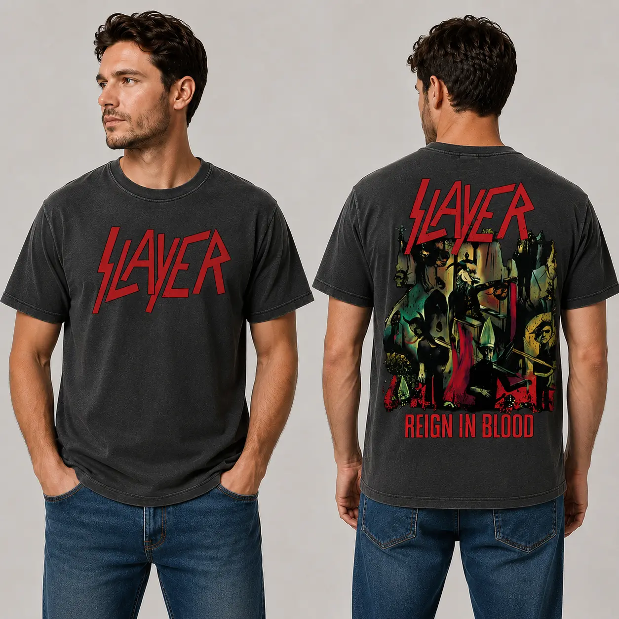 Slayer Reign in Blood Album T-Shirt & Hoodie, Vintage Thrash Metal Graphic Tee, Heavy Metal Rock Shirt, Gothic Halloween Shirt, Retro Skull Graphic Hoodie