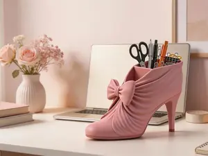 Pink High Heel Desk Organizer | Cute Stiletto Pen Holder | Glam Office Desk Decor