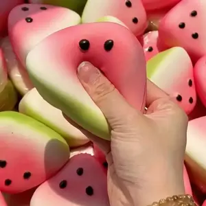 Festive Pink & Green Watermelon Squeeze Toy Squishies - Soft, Playful Texture, For Kids' Parties & Classroom Rewards, Christmas Halloween Thanksgiving Easter Eid Gift, Party Toy