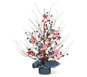 Glitzhome 20" Americana Red White & Blue Berryable Tree