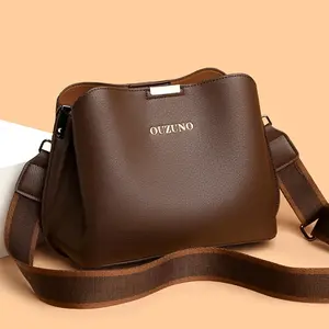 2906 Large Capacity Messenger Pack Lady 2025 New Fashion Soft Leather Wideth Shoulder Belt Shoulder Shoulder Shoulder Commuter Pack