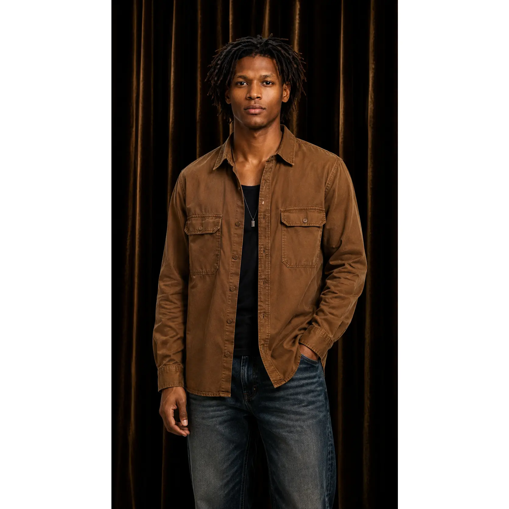 Men's Minimalist Textured Natural Fabric Waxed Canvas Utility Jacket - Classic Traditional Aesthetic Outerwear for Everyday Wear