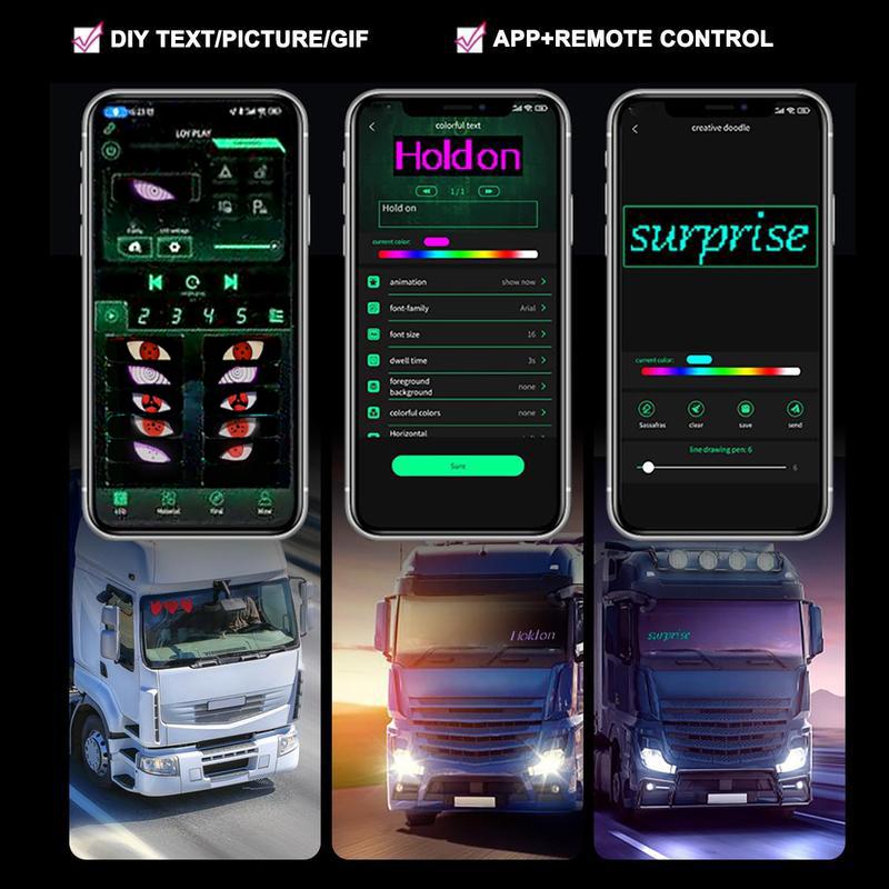 Blumi Light Programmable Flexible LED Digital Display, Smart APP Control, DIY Pattern Animation Matrix Panel Board Banner LED Lights for Car (19.2" x 4.3")