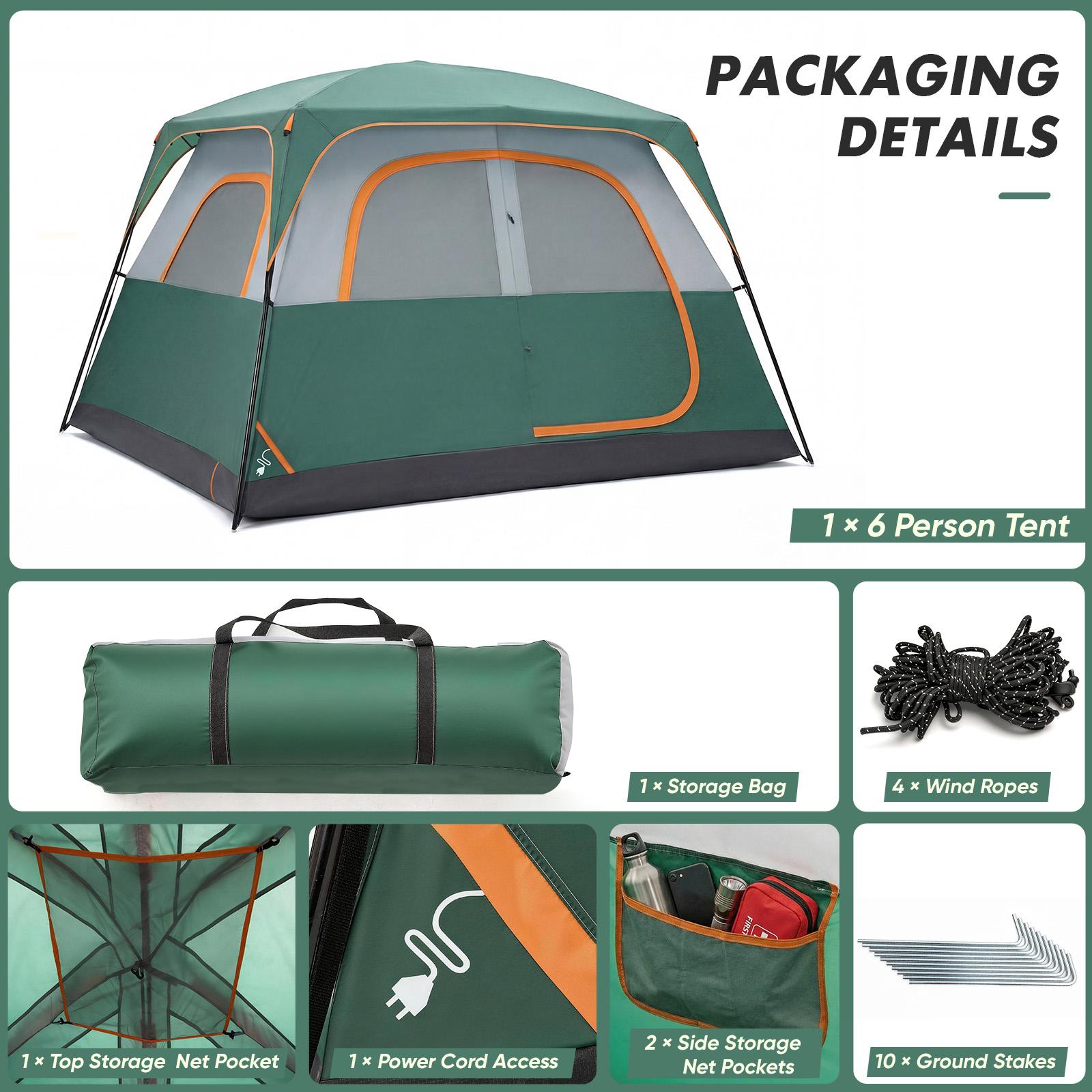 6 Person Dome Camping Tent 121 Inch, Waterproof & Windproof Family Tent with Mesh Windows & Skylight, Easy Setup Portable Tent for Camping, Hiking & Outdoor Trips